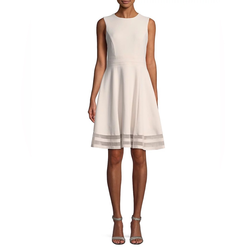Calvin Klein Illusion Stripe Dress Cream
